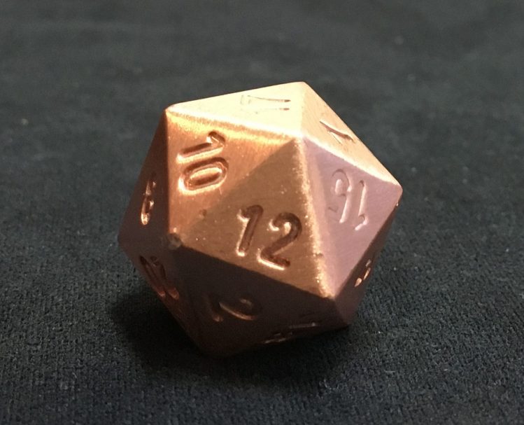 Dings and dents on pure copper d20