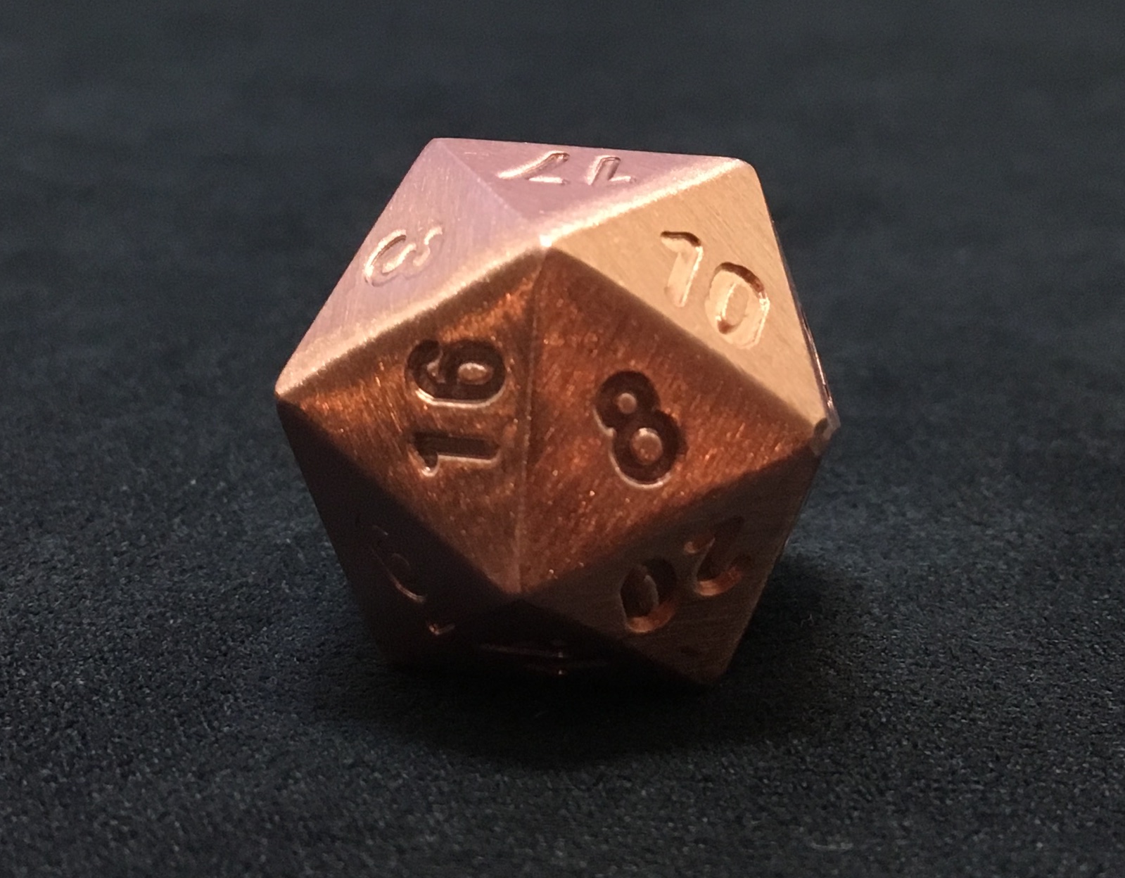 Pure copper d20 up close